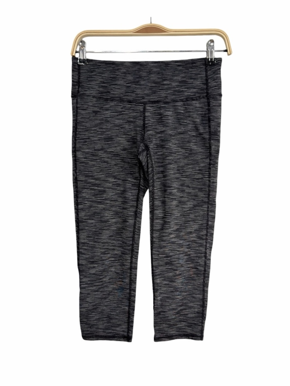 Athleta Energy Chaturanga Crop Leggings Black Gray Space Dye Stripe Small Yoga